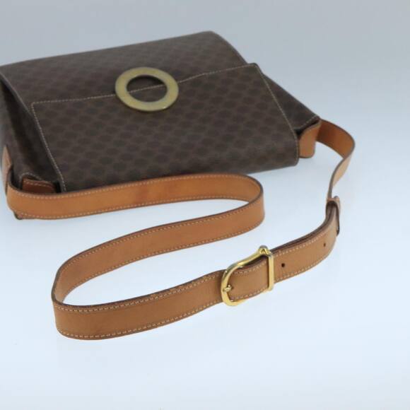 CELINE Macadam Canvas Shoulder Bag Pvc Leather Brown Gold - Picture 7 of 13